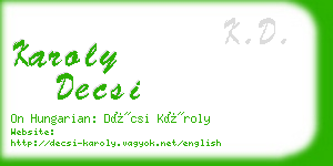 karoly decsi business card